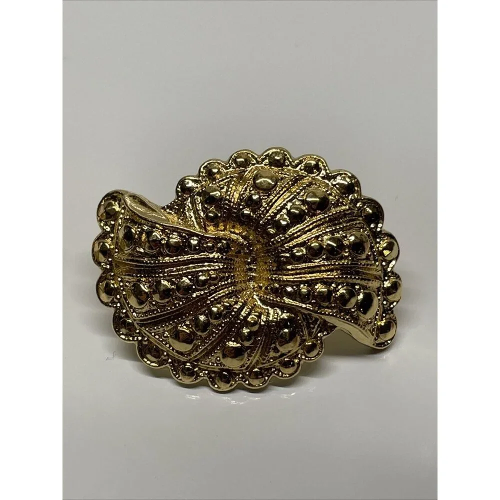 NOS Avon 1988 Fanfare Faux Marcasite Double Fan‎ Look Gold Tone Pierced Earrings